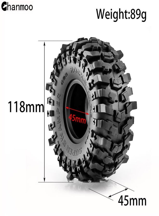Chanmoo 1.9 Crawler Tires 1/10 RC Soft Rubber Mud Tyres 118mm With Foam Insert For RC Crawler Car Traxxas TRX4 Axial SCX10 SCX10 II RC4WD D90 D110 TF2 Tamiya CC01 Gen8 1.9 Beadlock Wheel Rims 4PCS - Image 2